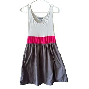 VTG dELiA*s Y2K Tank Dress Womens S White Pink Gray‎ Sleeveless 90s Retro Skater